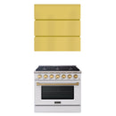 Akicon 36" Stainless Steel Range Hood with 600 CFM Insert & 6-Burner Gas Range Combo – Powerful Ventilation, Convection Oven, Multiple Finishes