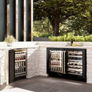 ZLINE 24" Touchstone 151 Can Beverage Fridge Black Stainless Steel Glass Door Champagne Bronze Handle RBSOZ-BS-24-CB