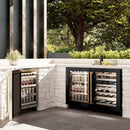 ZLINE 24" Touchstone 151 Can Beverage Fridge Black Stainless Steel Glass Door Gold Handle RBSOZ-BS-24-G