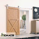 Non-Bypass Sliding Barn Door Hardware Kit - Classic Design Roller - Silver Finish