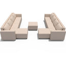 Ainfox 11-Seat Modular Sectional Sofa Sleeper Sofa Flannel Sofa with Storage Seat Beige