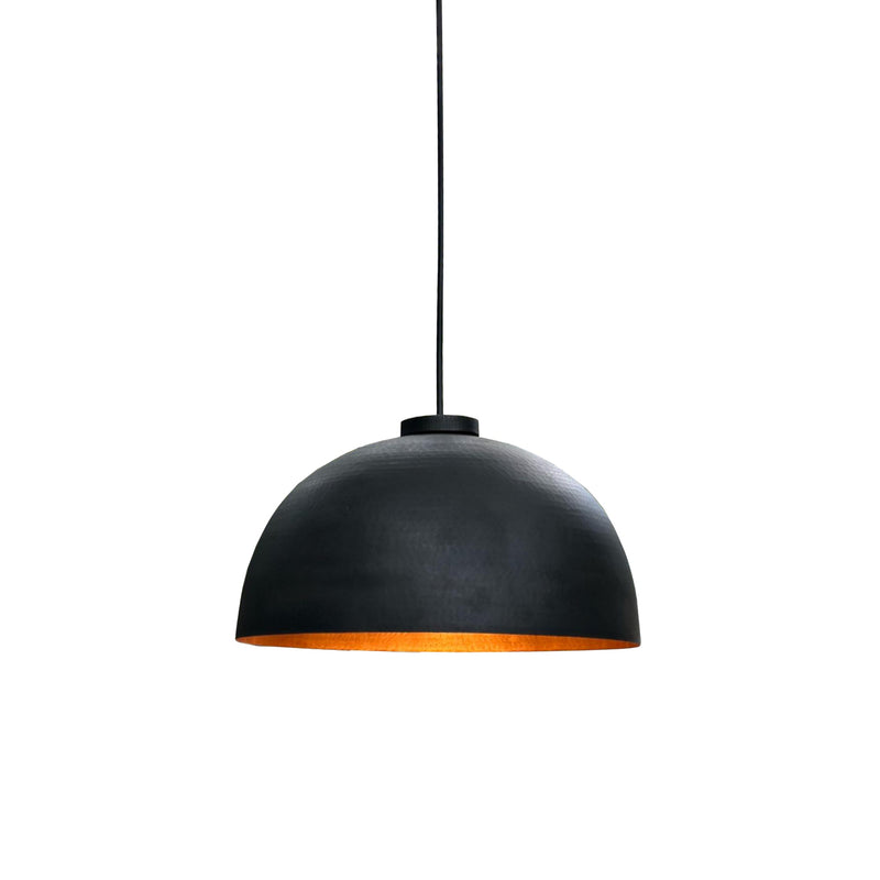 Copper Hanging Light, Black Dome Pendant Lamp