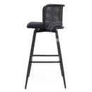 IMLIL Black Rattan Swivel Barstool