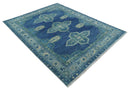 9x12 Hand Knotted Blue and Silver Traditional Antique Style Wool Rug