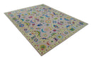 Vibrant Colorful Pink, Olive and Blue Oriental Oushak Hand Tufted Multi Size area rug