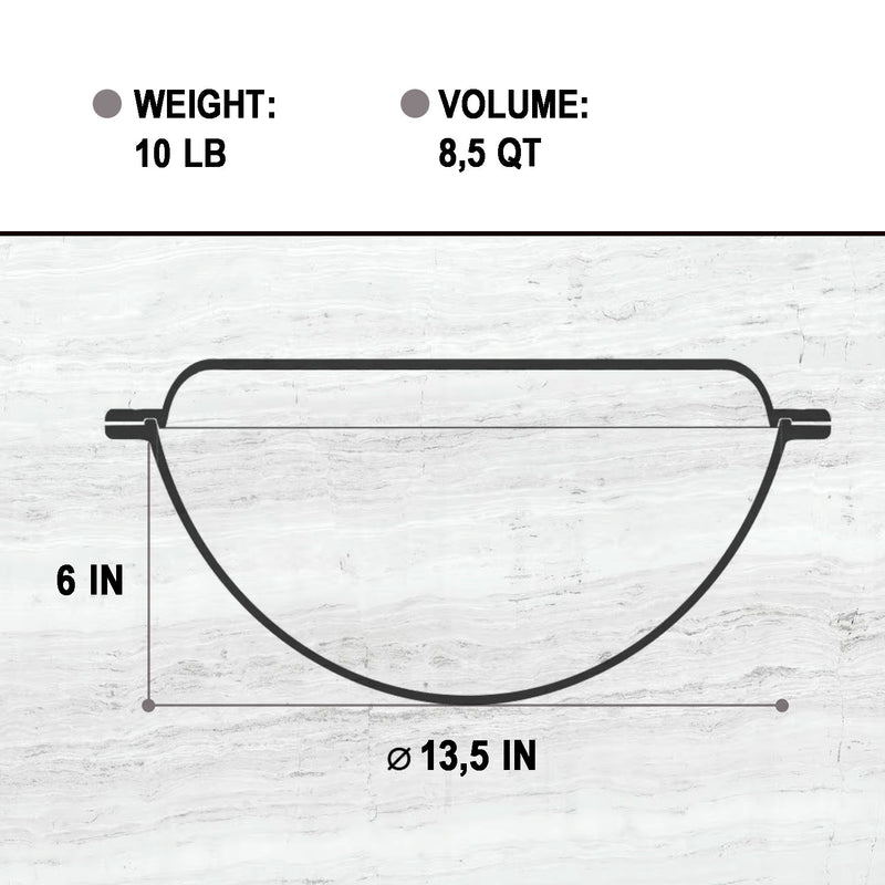 8,45 quart Braiser Pan WOK High-Quality Cast Iron with a Frying Pan Lid 2 in 1, Outdoor Cooking