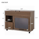 Furniture Style Multi-use Cat Litter Box House with Storage Walnut Particle Board MDF