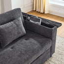 54" Pull-Out Sleeper Sofa Bed Double Seat Recliner Sofa Bed with Armrests with Storage and Side Pockets, Adjustable Backrest and Lumbar Pillow for Apartments, Living Rooms, etc. with USB Power Outlet