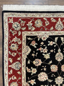 Pak Persian Rug 3x5, Black and Red, Floral Allover, Vintage Hand Knotted Wool Oriental Carpet, Pakistani Rug, Small Handmade Area Rug 3 x 5