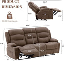 Brown Fabric Recliner Sofa With Heated Massage USB Port