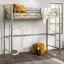 Silver Metal Industrial Twin Over Loft Bunk Bed With Ladder