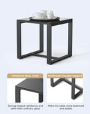 3 Piece Rattan Rocking Bistro Set With Coffee Table Outdoor Patio Furniture Grey Cushions