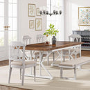 Farmhouse Dining Table For 6, 70.8 Inch Wood Table Two Tone