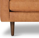 Cognac Tan Leather Mid Century Sofa With Bolsters In Stock