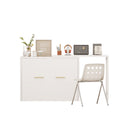 Twin Size Murphy Cabinet Bed with Adjustable Position Desk, Murphy Chest Dresser Bed with Foldable Cushion for Guest Room,Small Space, White