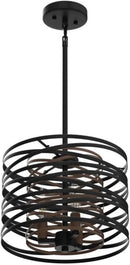 12.6 Rustic Farmhouse Three Light Drum Chandelier Black