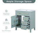 30' Bathroom Vanity with Sink Combo, Green Bathroom Cabinet with Drawers, Solid Frame and MDF Board (Old Sku:N725S999222F)