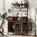 Furniture Style 2 in 1 PET FRIENDLY Dog Crate Composite Desk Hutch in Rustic Brown MDF and Steel