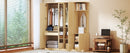 4-Door Wardrobe with Shelves, Drawers, and Full-Length Mirror, Natural