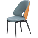 Dining Chairs Set of 2, Modern Design Home Chairs, PU Leather Metal Dining Chairs for Kitchen Dining Room-Orange and Grey