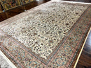 Wonderful Silk Hereke Rug 8x12, Silk Pile on Silk Foundation, Ivory/Cream, Floral Pattern, Handmade, Vintage