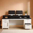 63 Inch Wide White Solid Wood Executive Desk With Drawer
