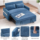 55.1' Pull Out Sleep Sofa Bed Loveseats Sofa Couch with Adjsutable Backrest, Storage Pockets, 2 Soft Pillows, USB Ports for Living Room, Bedroom, Apartment, Office, Blue (Old SKU: WF315689AAC)