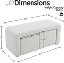 White 40Inch Lux Velvet Plus Nesting Ottoman End Bench
