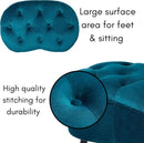 Indulgent Teal Velvet Tufted Oblong Ottoman 22.5X15