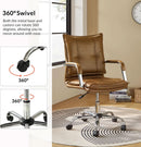 Faux Leather Adjustable Office Desk Chair Camel Armrests