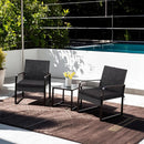 3 Piece Outdoor Patio Furniture Set Wicker Conversation Set With Glass Coffee Table