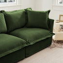 Living Room Sofa Slipcovered Sofa 3 Seater Sofa With 3 Ottomans, Oversized 3-Seat Sleeper Sofa Bed Home Theater Sofa,  Chenille, Green