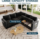 Black 83Inch Deluxe Sleeper Sectional Sofa With Storage