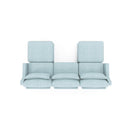 Elegant Sky Blue Three-Seater Sofa with Ottomans and Lumbar Pillow, Chenille Fabric, High-Resilience Sponge, Wooden Base