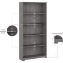 Bush Furniture Cabot Tall 5 Shelf Bookcase Modern Gray