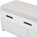 Rustic Storage Bench with 2 Drawers, Hidden Storage Space, and 3 False Drawers at the Top, Shoe Bench for Living Room, Entryway (White)