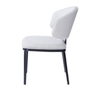 Modern PU Leather Upholstered Dining Chairs Set of 2, White, Metal Legs, 21x24.75x32 inches