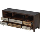 Retro Distressed Wooden TV Stand for TVs up to 65 Inches, Entertainment Center Media Console with 6 Drawers and 3 Shelves for Living room, Brown