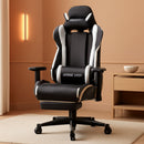 White Ergonomic Gaming Chair With Footrest And Height Adjustable