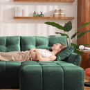 Ergonomic Single Seater Sofa with Ottoman, High-Resilience Support Cushions, Modern Lounge Chair, Green Chenille