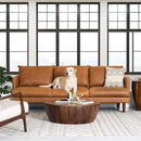 Girona 88 Inch Leather Sofa Cognac Tan With Tufted Back