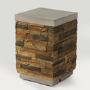 Sandstone Outdoor Propane Tank Holder Fire Pit Cover Side Table Lightweight Concrete 15.35 x 15.35 x 23 inches