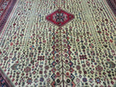 7' X 10' Vintage Handmade Indian Floral Wool Rug Hand Knotted Carpet Ivory Red