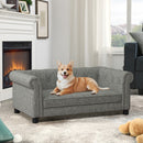 Modern Linen Fabric Light Grey Elevated Pet Bed for Small and Medium Dogs