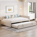 Full Size Upholstered L-Shaped Upholstered Daybed with Twin
Size Pop Up Trundle, Beige