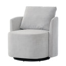 Modern 360° Swivel Accent Barrel Armchair in Grey Chenille, 29.9' Upholstered with Curved Design for Living Room, Bedroom, Office, and Hotel