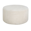 Upholstered Round Ottoman,Beige,Corduroy
