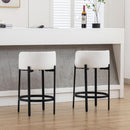 26 Inch Round Faux Leather Bar Stools Set Of 2 White