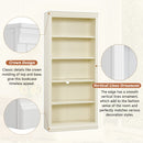 83.4' Tall Wood Bookcase with light strip,5-Tier Decor Bookshelves with Adjustable Shelves,Storage Organizer for CDs/Books,Free Standing Storage Shelves for Living Room,Home Office,Beige and Yellow