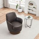 PU leather Swivel Barrel Chair, Swivel Accent Chairs Armchair for Living Room, Reading Chairs for Bedroom Comfy, Round Barrel Chairs with Gold Stainless Steel Base (Brown)